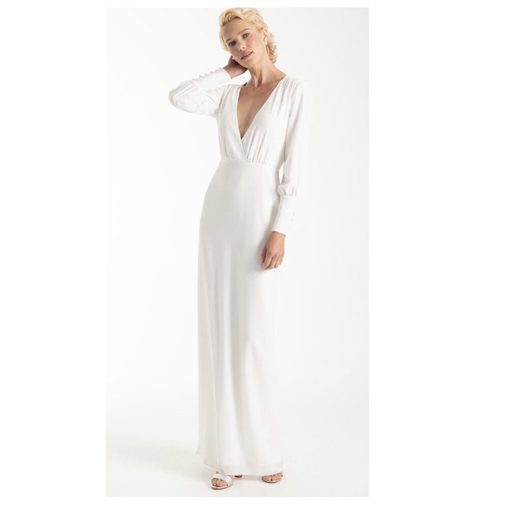 Joanna August Bridal - Page Column Long Sleeve Wedding Dress - NWT Size 8